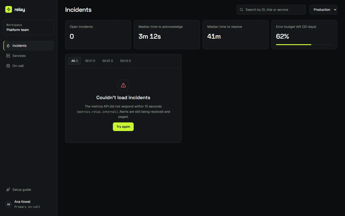 Relay concept, connection error state