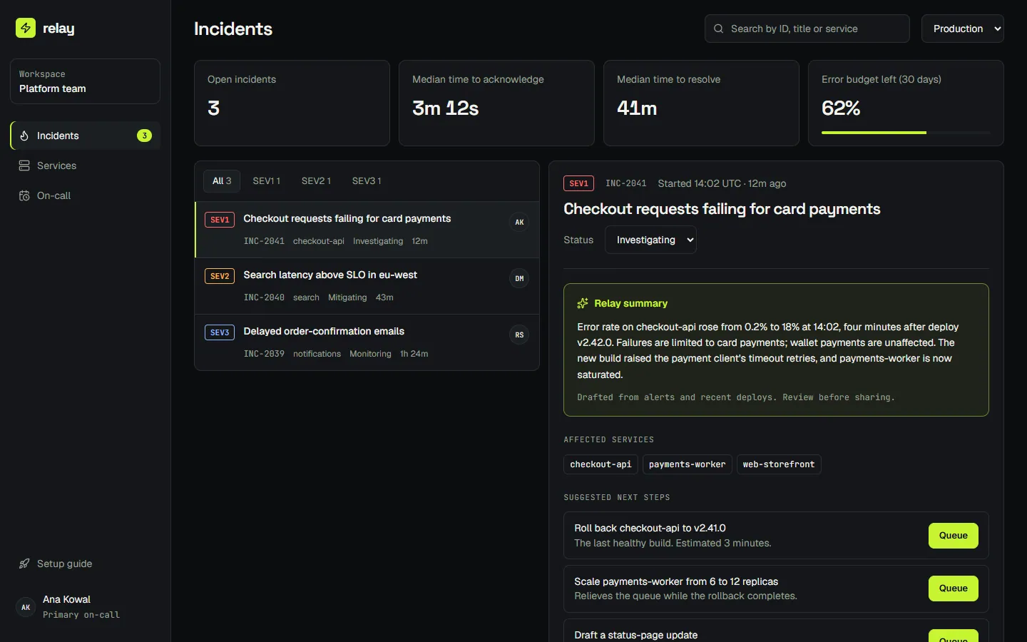 Relay concept, incident console